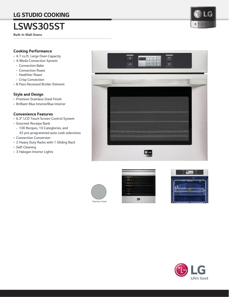 Page 1 de la notice Fiche technique LG LSWS305ST
