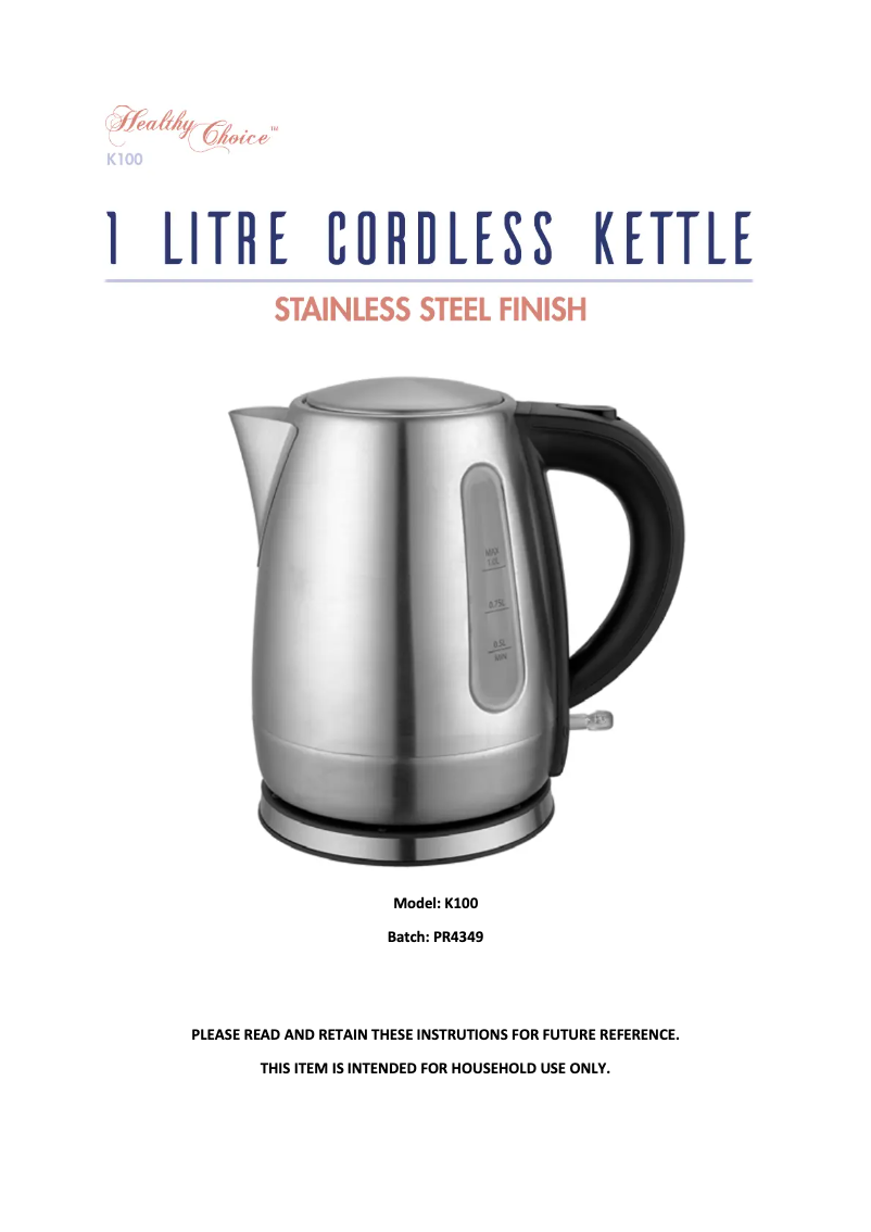 Page 1 de la notice Manuel utilisateur Healthy Choice K100