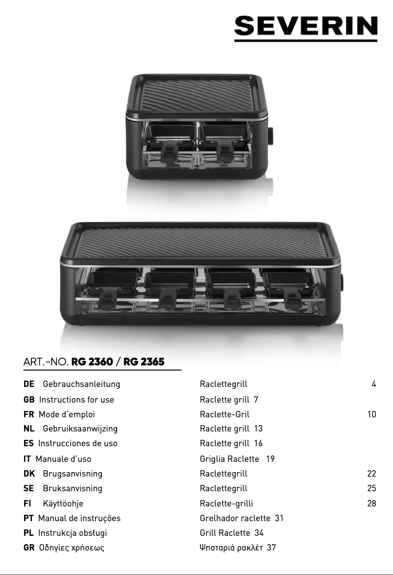 Page 1 de la notice Manuel utilisateur Severin RG 2365