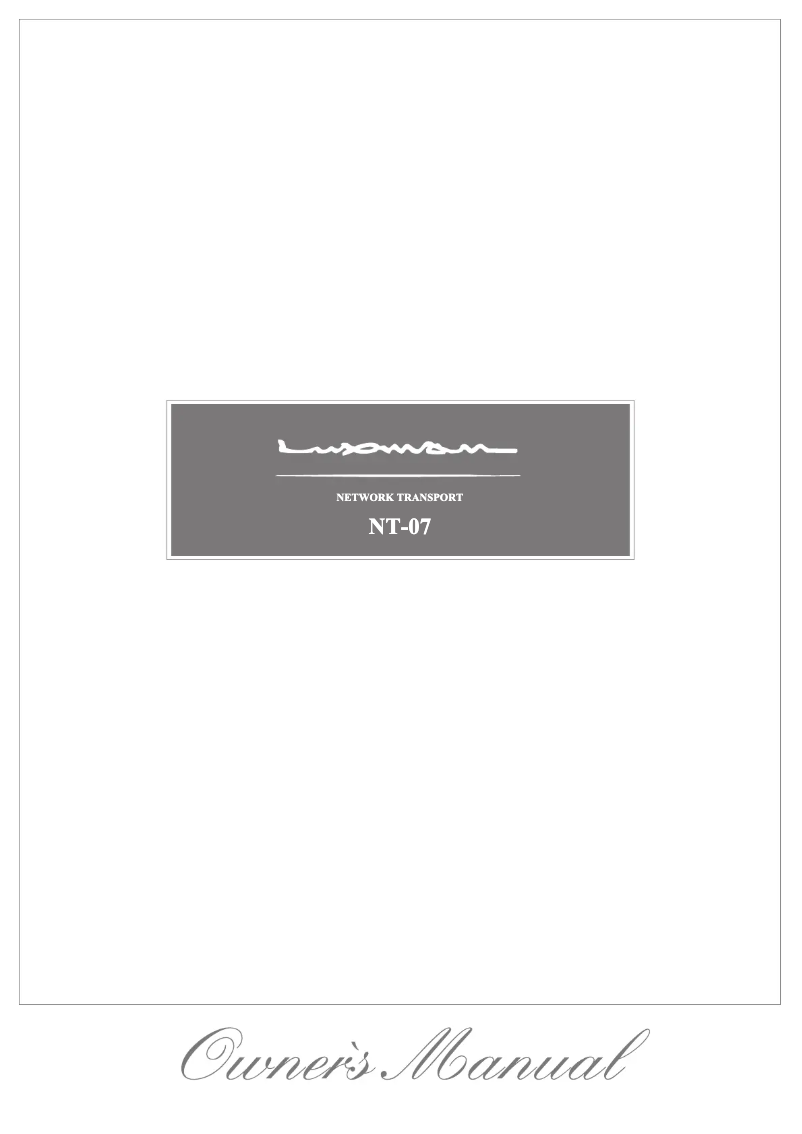 Page n°1 - Manuel utilisateur Luxman NT-07