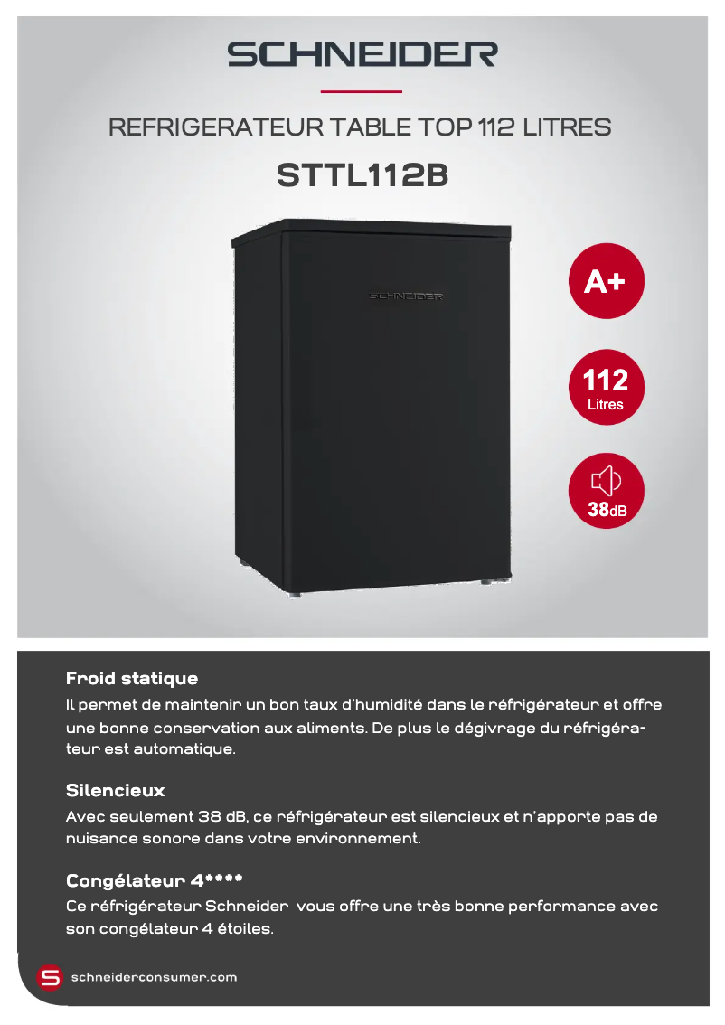 Page 1 de la notice Fiche technique Schneider STTL112B