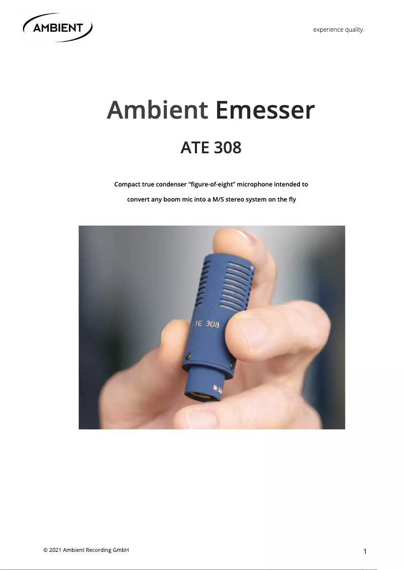 Page n°1 - Manuel utilisateur Ambient Emesser ATE308