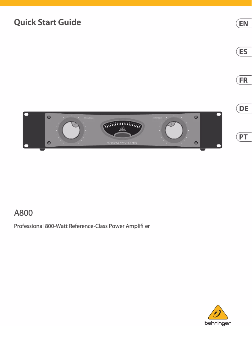 Page 1 de la notice Manuel utilisateur Behringer A800