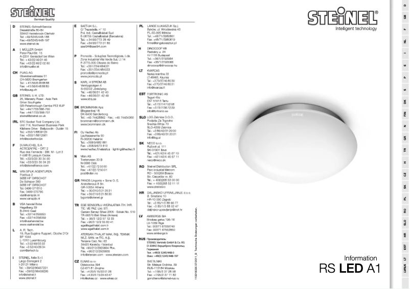 Page n°1 - Manuel utilisateur Steinel RS LED A1