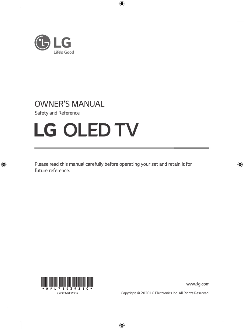 Image de la première page du manuel de l'appareil OLED77CXRLA