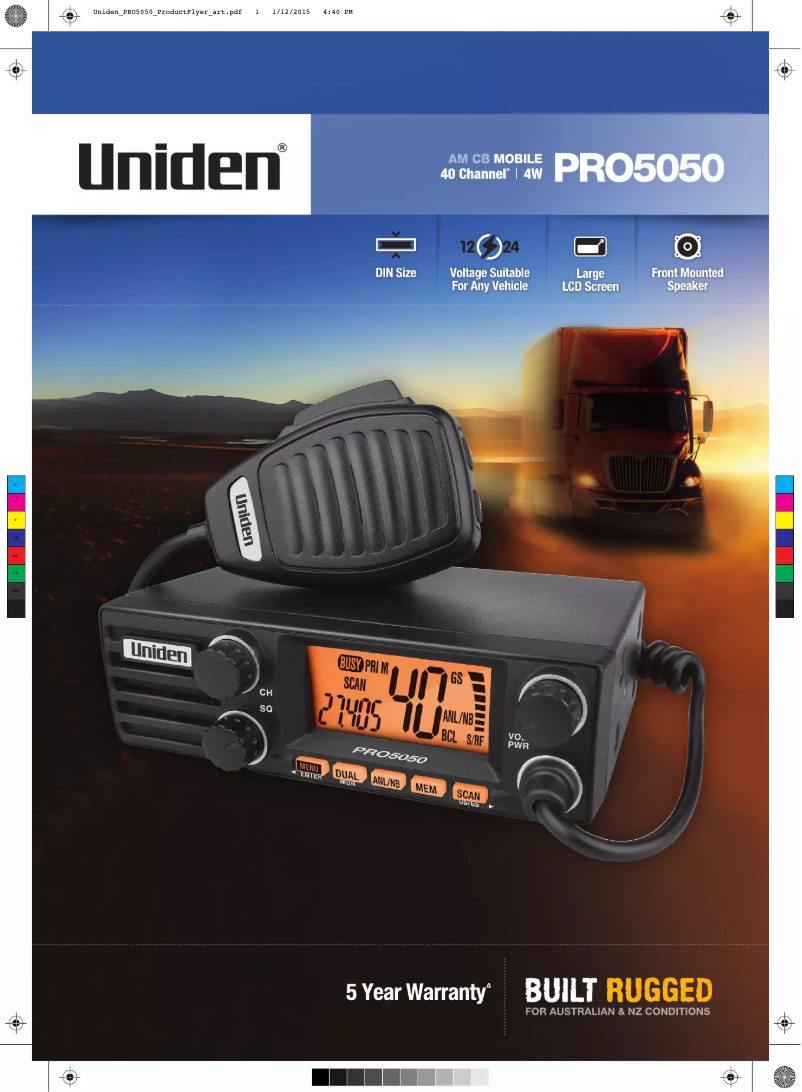 Page 1 de la notice Brochure Uniden PRO5050