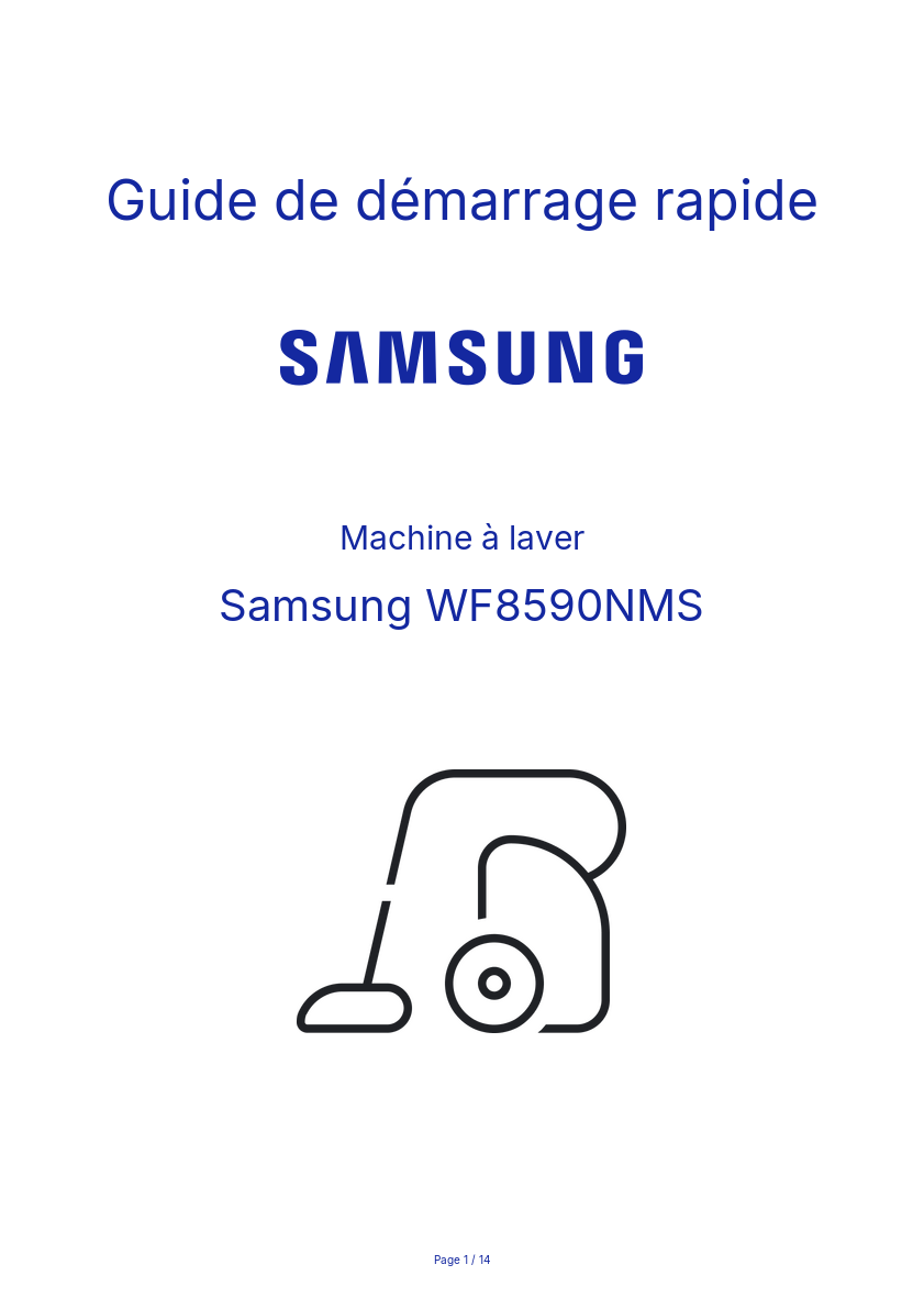 Page n°1 - Guide de démarrage rapide Samsung WF8590NMS