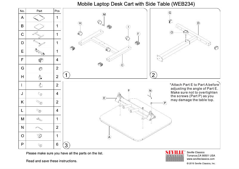 Page n°1 - Manuel utilisateur Seville Classics WEB234