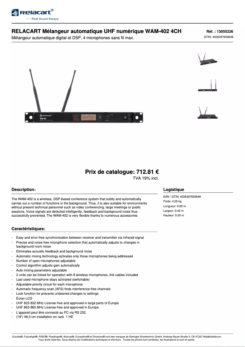 Image de la première page du manuel de l'appareil WAM-402