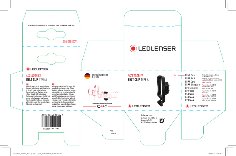 Page n°1 - Manuel utilisateur Ledlenser Belt Clip Type A