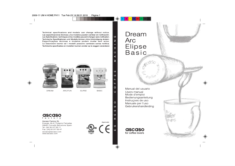 Page 1 de la notice Manuel utilisateur Ascaso Dream One