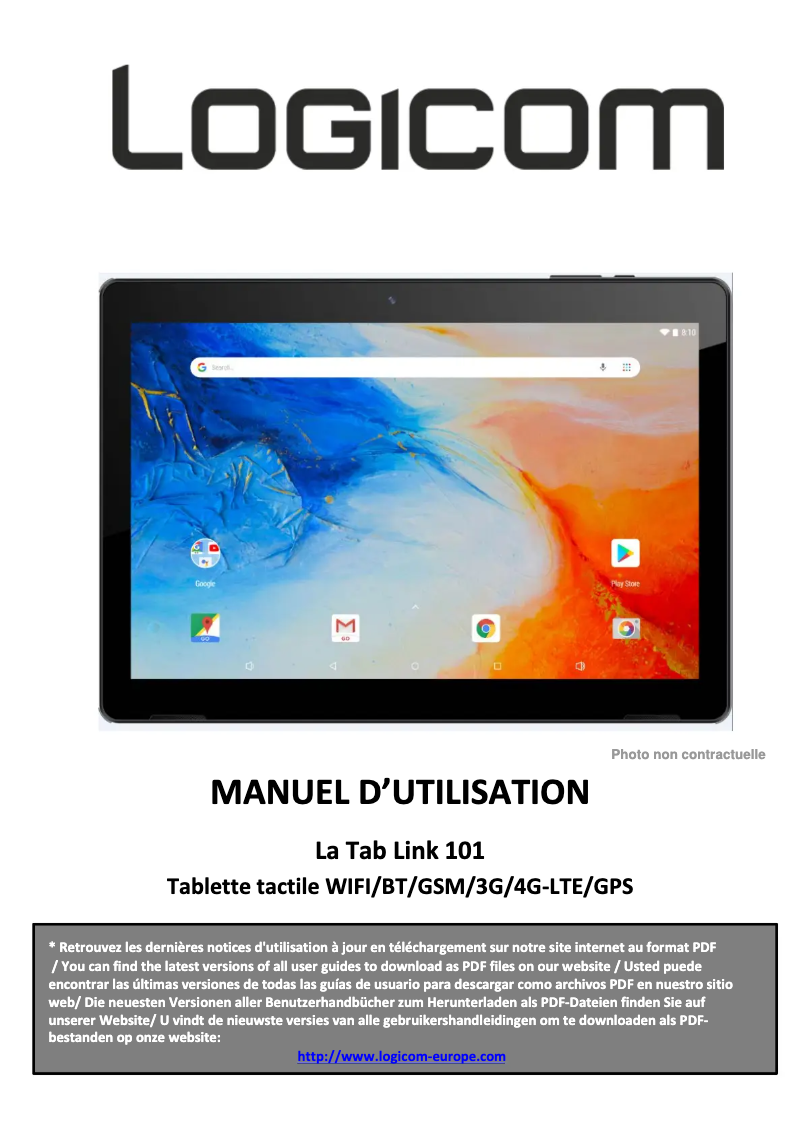 Image de la première page du manuel de l'appareil La Tab Link 101