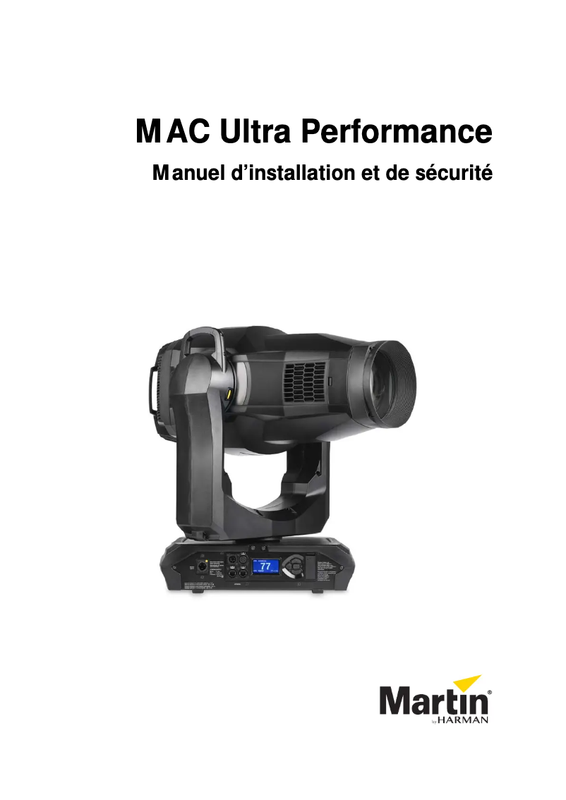 Page n°1 - Guide d'installation Martin MAC Ultra Performance