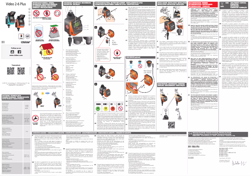 Page 1 de la notice Manuel utilisateur Claber Aquauno Video-6 Plus 8413