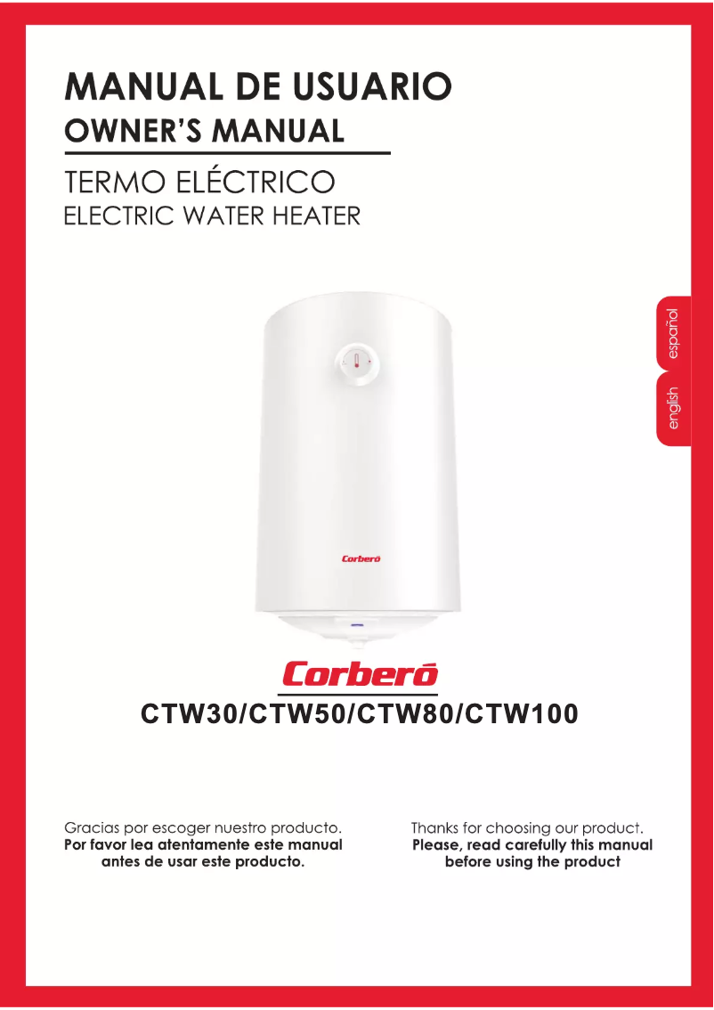 Page 1 de la notice Manuel utilisateur Corbero CTHW100