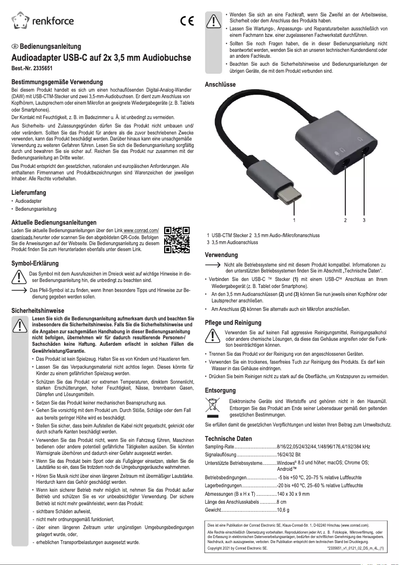 Page 1 de la notice Manuel utilisateur Renkforce RF-4671302