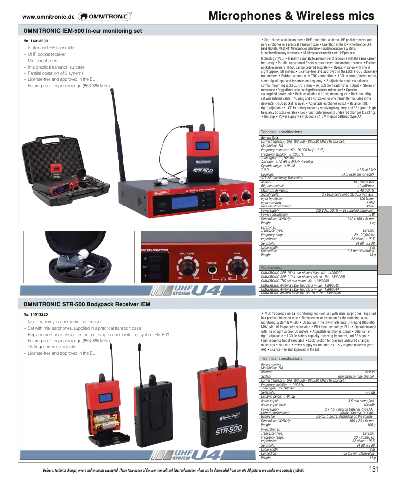 Page 1 de la notice Catalogue Omnitronic STR-500