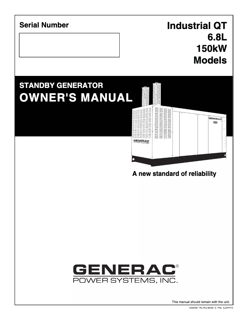 Page n°1 - Manuel utilisateur Generac QT15068LNSNA