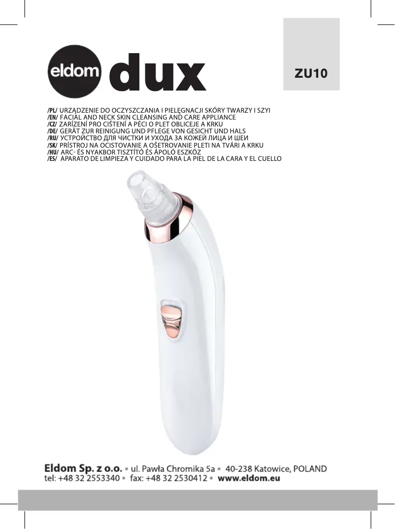 Image de la première page du manuel de l'appareil DUX ZU10