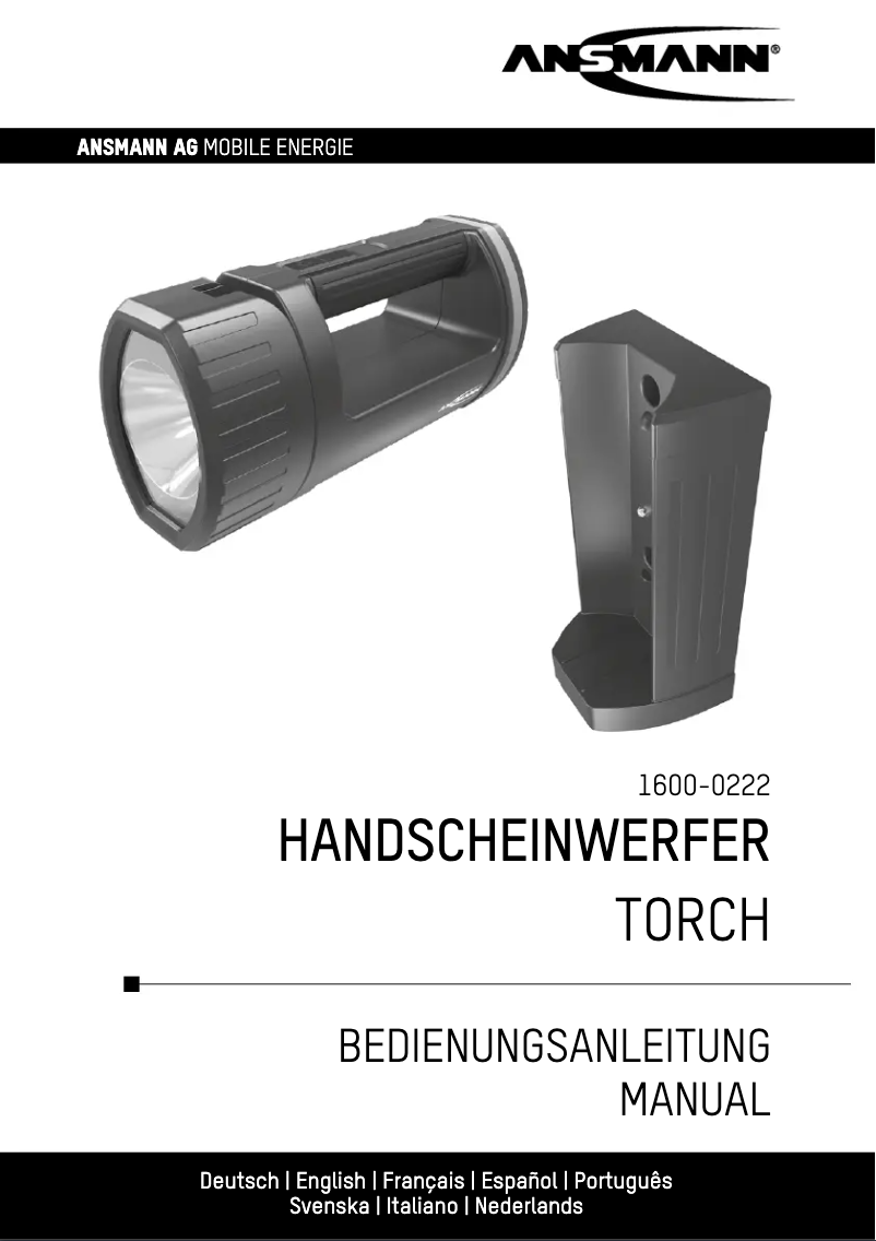 Page 1 de la notice Manuel utilisateur Ansmann 1600-0222