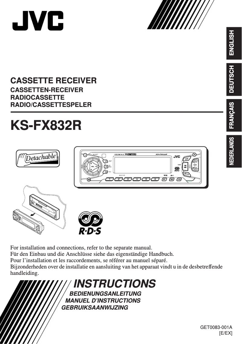 Page n°1 - Manuel utilisateur JVC KS-FX832R