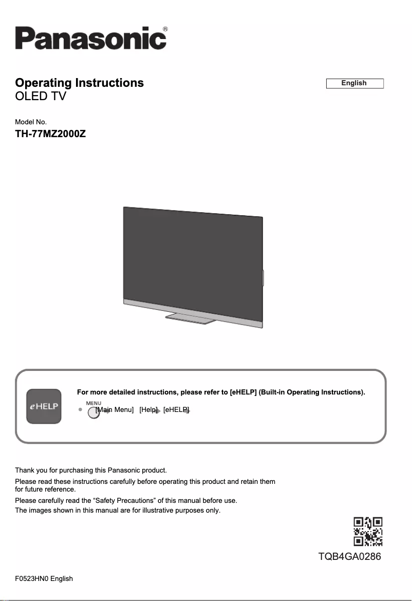 Image de la première page du manuel de l'appareil TH-77MZ2000Z