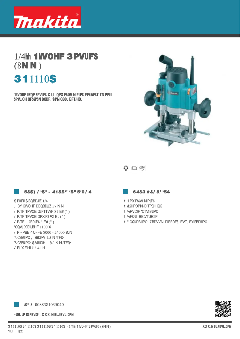 Page 1 de la notice Fiche technique Makita RP1110C