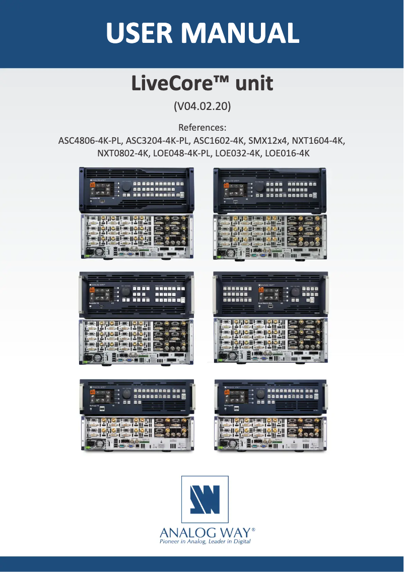 Page 1 de la notice Manuel utilisateur Analog Way ASC3204-4K-PL