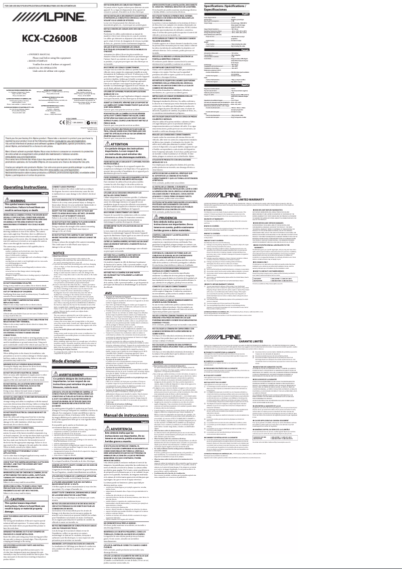 Page 1 de la notice Manuel utilisateur Alpine KCX-C2600B