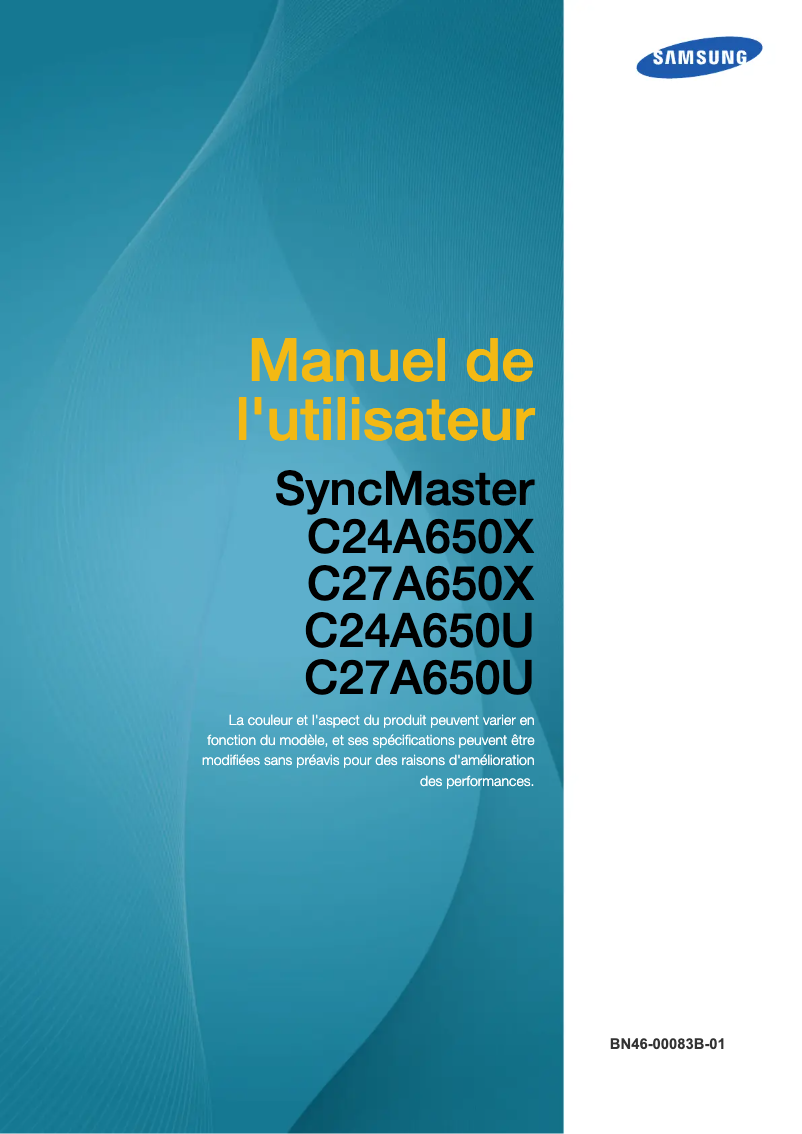 Page 1 de la notice Manuel utilisateur Samsung SyncMaster C24A650X