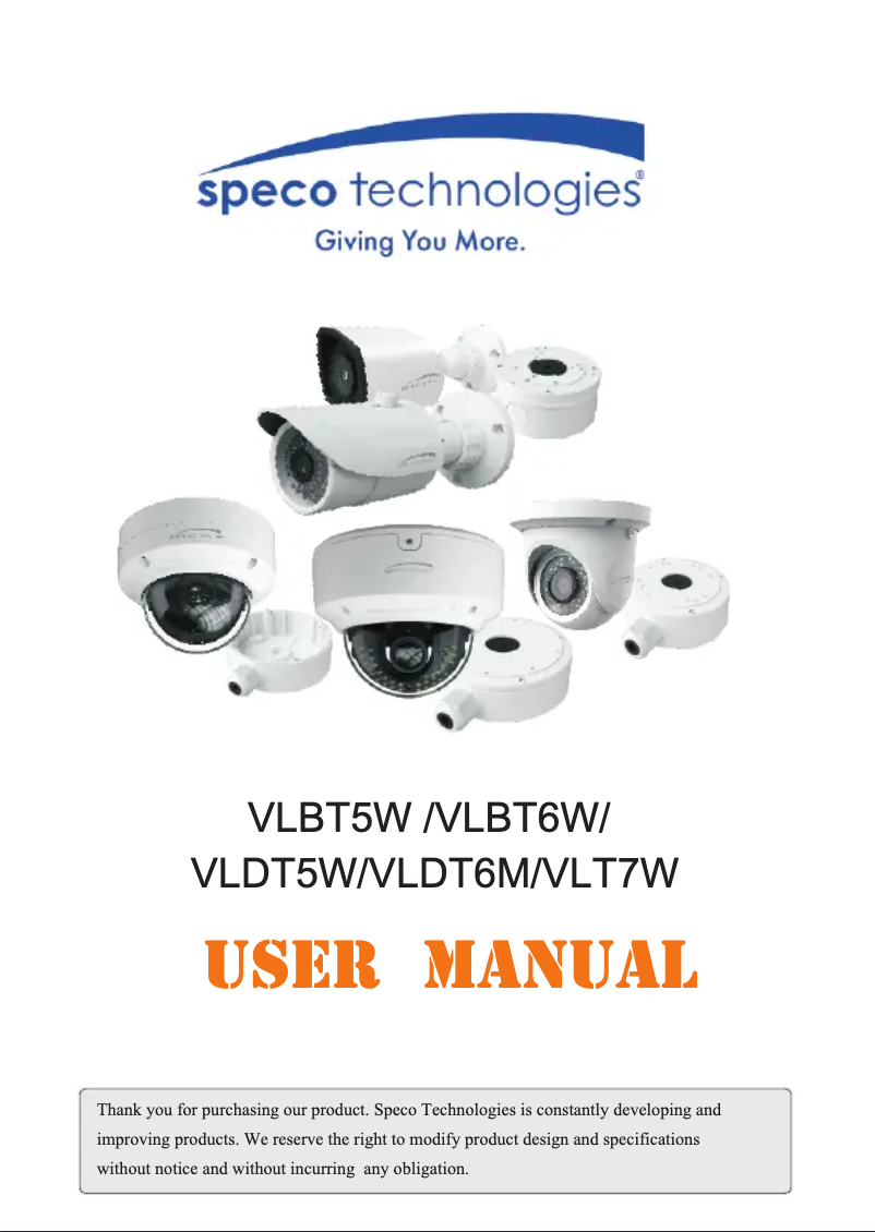 Page 1 de la notice Manuel utilisateur Speco Technologies VLDT5W