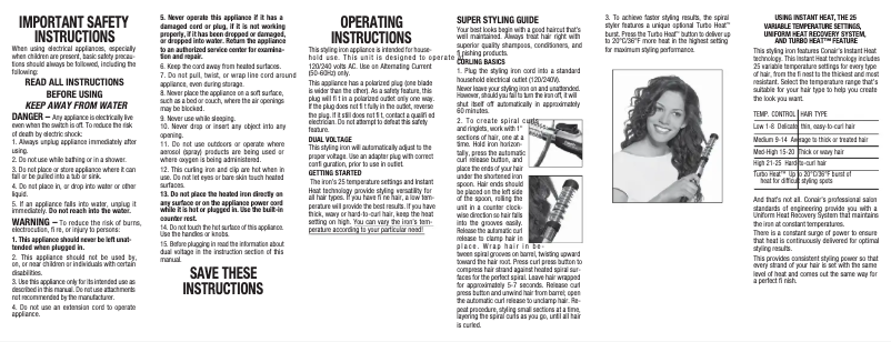 Page 1 de la notice Manuel utilisateur Conair CD96JCS