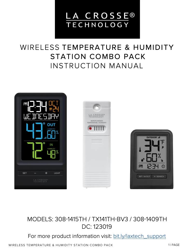 Page n°1 - Manuel utilisateur La Crosse Technology M82738V2