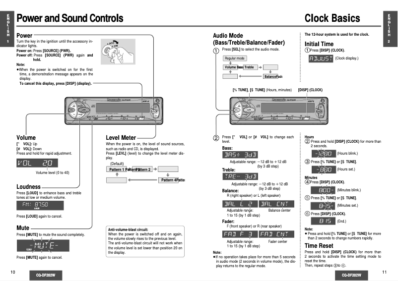 Page n°1 - Manuel utilisateur Panasonic CQ-DF202