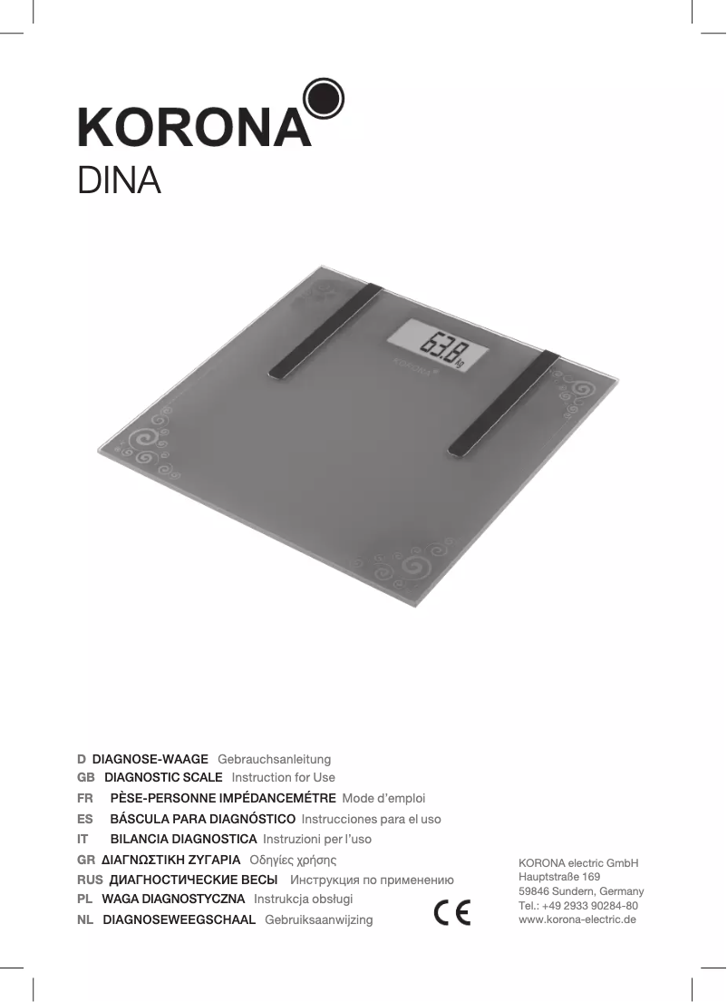 Page 1 de la notice Manuel utilisateur Korona Dina