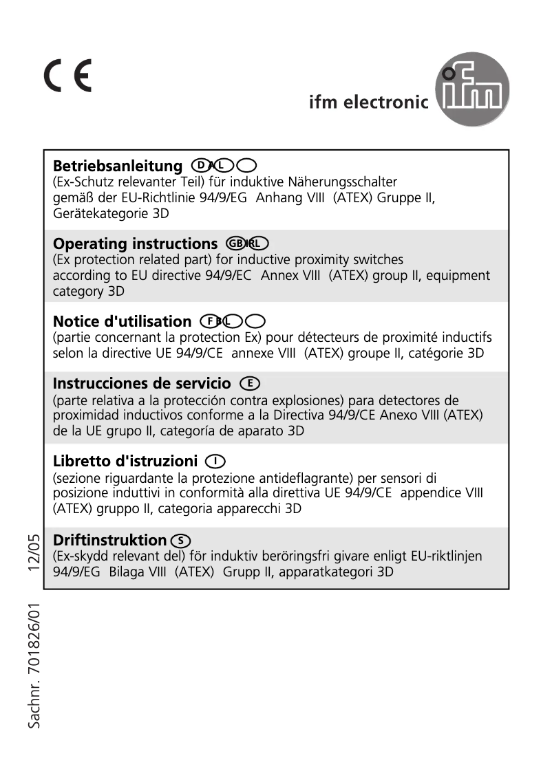 Page n°1 - Manuel utilisateur IFM IE500A