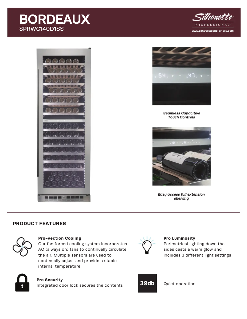 Página 1 del manual Ficha técnica Danby Silhouette SPRWC140D1SS
