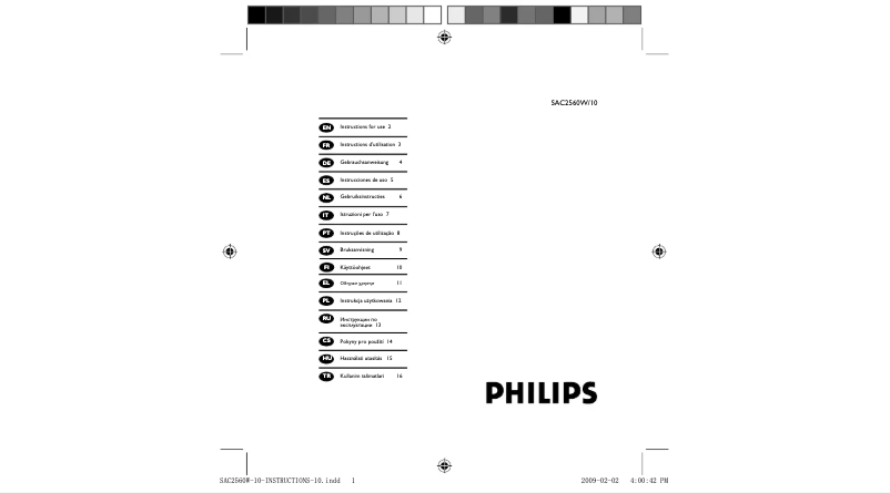 Page n°1 - Mode d'emploi Philips SAC2560W