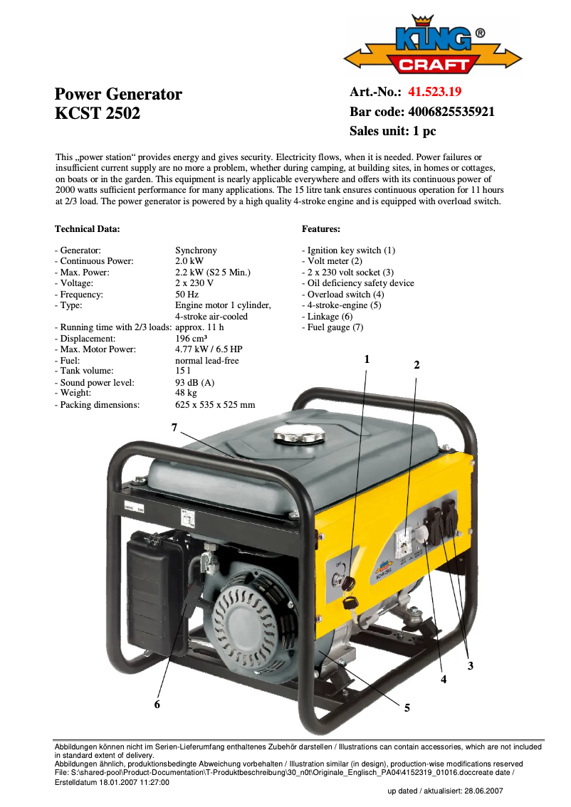 Página 1 del manual Manual de usuario King Craft KCST 2502