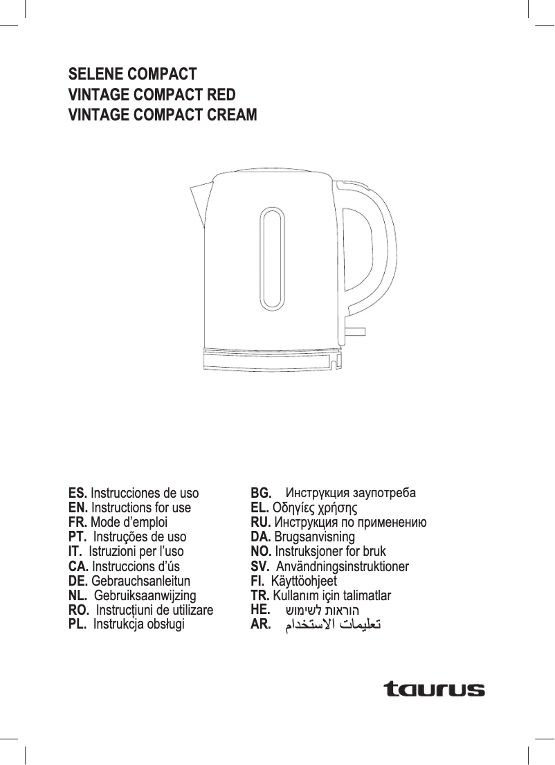 Page n°1 - Manuel utilisateur Taurus Vintage Compact