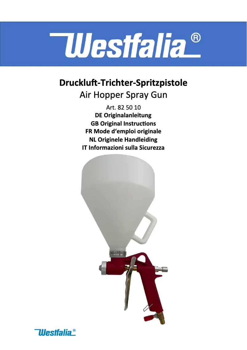 Page 1 de la notice Manuel utilisateur Westfalia 825010