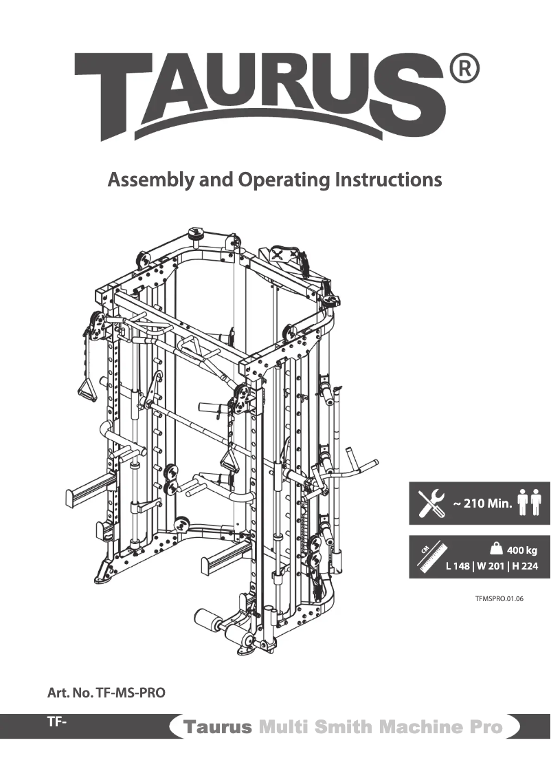 Página 1 del manual Manual de usuario Taurus Multi Smith Machine Pro