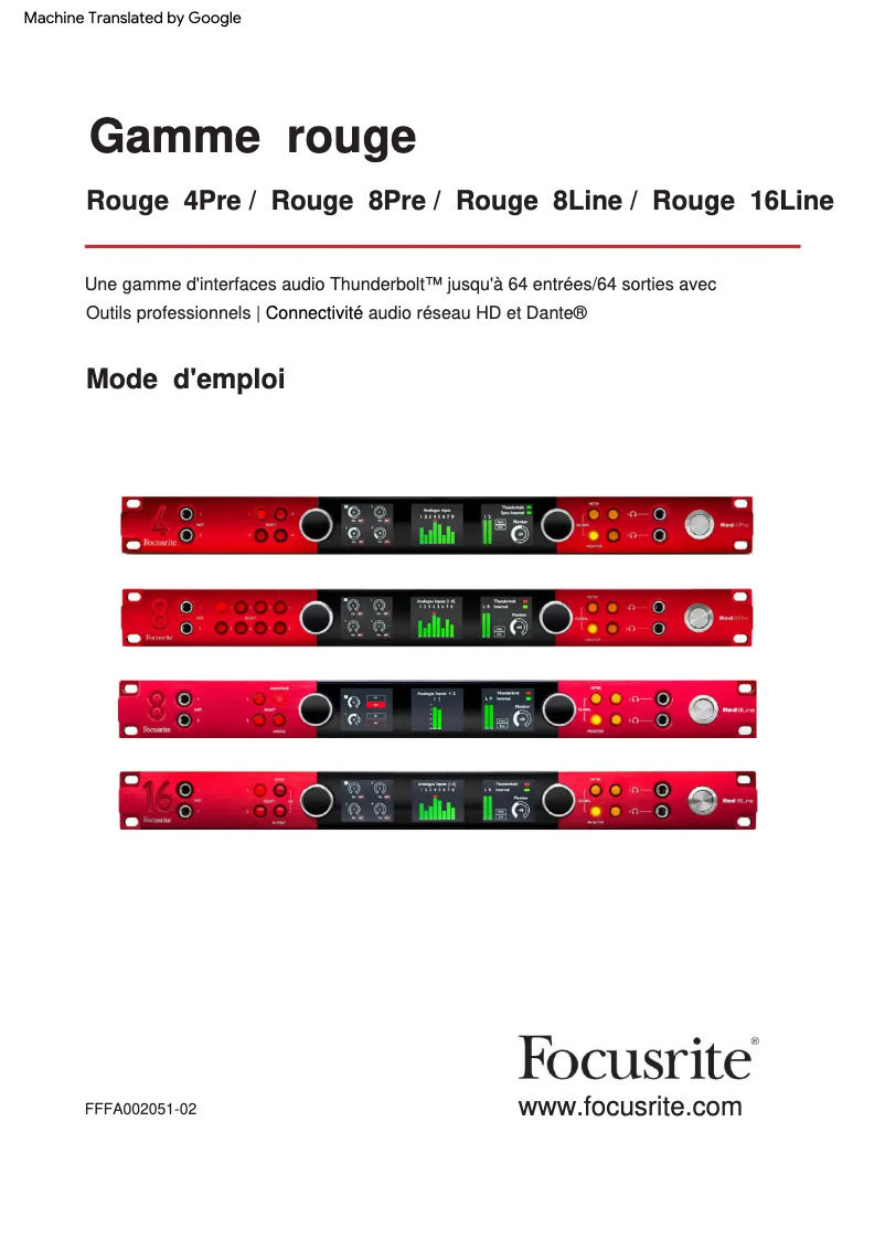 Page n°1 - Manuel utilisateur Focusrite Red 16Line