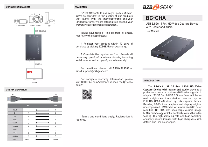 Page 1 de la notice Manuel utilisateur BZBGear CHA