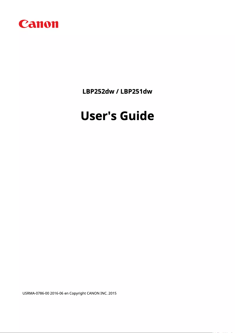 Image de la première page du manuel de l'appareil i-SENSYS LBP251dw