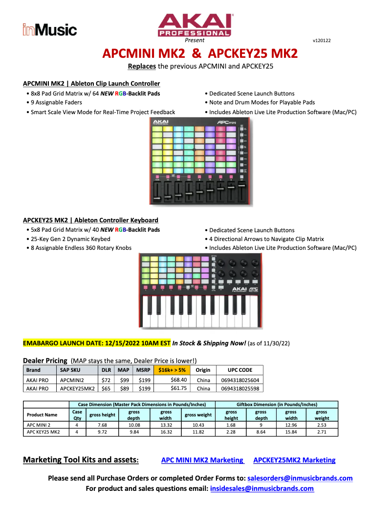 Page 1 de la notice Manuel utilisateur AKAI APC MINI