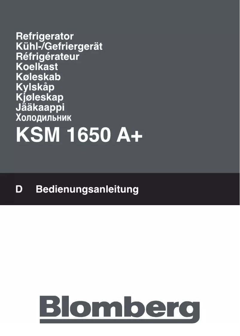Page n°1 - Manuel utilisateur Blomberg KSM 1650 A
