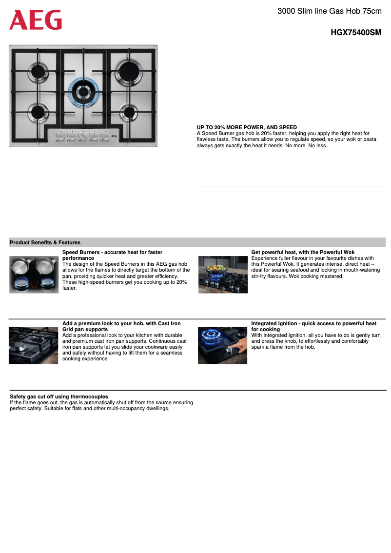 Página 1 del manual Ficha técnica AEG HGX75400SM