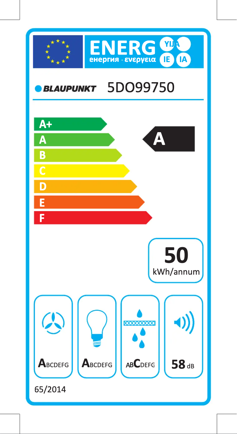 Page n°1 - Label énergétique Blaupunkt 5IB99750