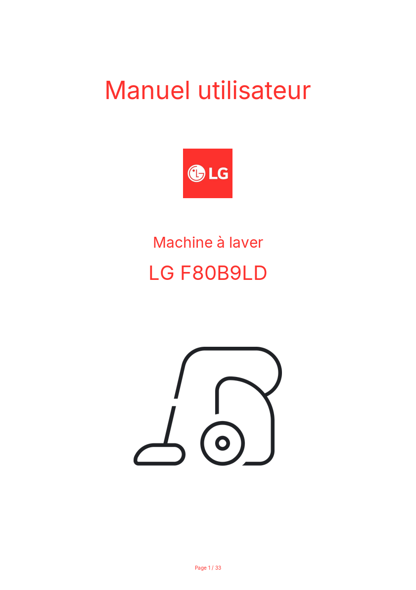 Page n°1 - Manuel utilisateur LG F80B9LD